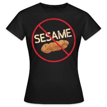 No Sesame Allergy Awareness Warning Allergic - Women's T-Shirt - black - Front - AI Model Female 172 dark (172cm)