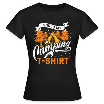 Camping Camper Zelt Lustiger Spruch Geschenk Geek - Frauen T-Shirt - Schwarz - Vorne - AI Model Female 172 dark (172cm)