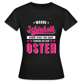 Osten Spruch Lustig DDR Mauerfall Berlin Geschenk - Frauen T-Shirt - Schwarz - Vorne - AI Model Female 172 dark (172cm)