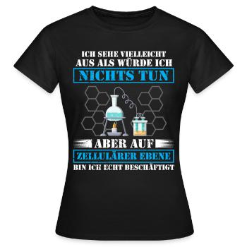 Lustig Chemie Labor Faul Faulheit Spruch Geschenk - Frauen T-Shirt - Schwarz - Vorne - AI Model Female 172 dark (172cm)