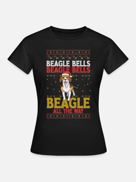 Weihnachtssprüche Ugly Christmas Beagle Hund - Frauen T-Shirt - Schwarz