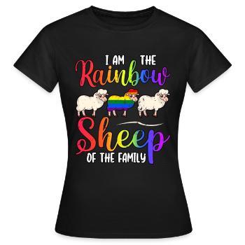 I Am The Rainbow Sheep Of The Family LGBT Gay Bi - Frauen T-Shirt - Schwarz - Vorne - AI Model Female 172 dark (172cm)