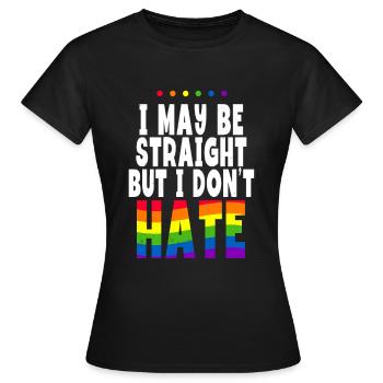 Je suis peut-être hétéro, mais je ne déteste pas le mois de la fierté - T-shirt Femme - noir - Devant - AI Model Female 172 dark (172cm)