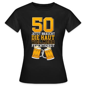 50. Geburtstag Bierglas Bier - Frauen T-Shirt - Schwarz - Vorne - AI Model Female 172 dark (172cm)