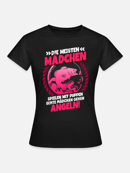 Angeln Anglerin - Frauen T-Shirt - Schwarz
