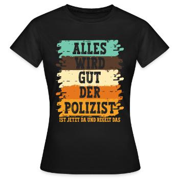 Polizist Polizei - Frauen T-Shirt - Schwarz - Vorne - AI Model Female 172 dark (172cm)