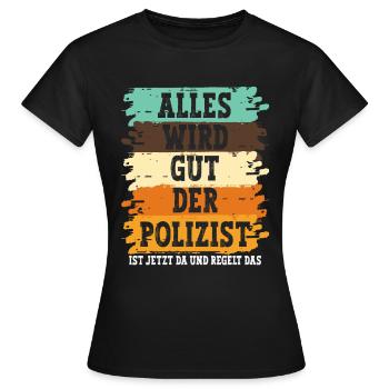 Polizist Polizei - Frauen T-Shirt - Schwarz - Vorne - AI Model Female 172 dark (172cm)