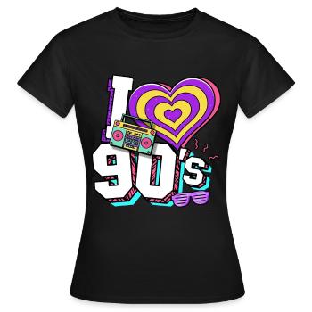 Années 90 J’aime années 90 - T-shirt Femme - noir - Devant - AI Model Female 172 dark (172cm)