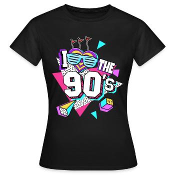 Les années 90 J’aime les années 90 - T-shirt Femme - noir - Devant - AI Model Female 172 dark (172cm)
