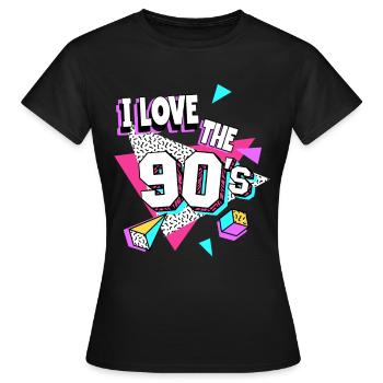 Les années 90 J’aime les années 90 - T-shirt Femme - noir - Devant - AI Model Female 172 dark (172cm)