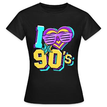Années 90 J’aime années 90 - T-shirt Femme - noir - Devant - AI Model Female 172 dark (172cm)