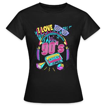 Les années 90 J’aime les années 90 - T-shirt Femme - noir - Devant - AI Model Female 172 dark (172cm)