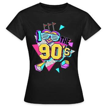 Les années 90 J’aime les années 90 - T-shirt Femme - noir - Devant - AI Model Female 172 dark (172cm)
