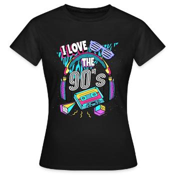Les années 90 J’aime les années 90 - T-shirt Femme - noir - Devant - AI Model Female 172 dark (172cm)