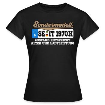 1970 Kennzeichen Geburtstag - Frauen T-Shirt - Schwarz - Vorne - AI Model Female 172 dark (172cm)