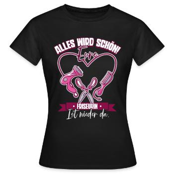 Friseurin - Frauen T-Shirt - Schwarz - Vorne - AI Model Female 172 dark (172cm)