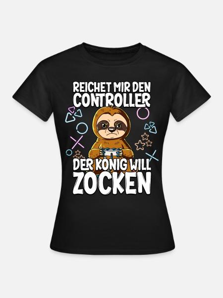 Videospiel Gaming Faultier Zocken - Frauen T-Shirt - Schwarz