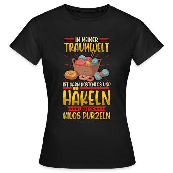Häkeln - Frauen T-Shirt - Schwarz - Vorne - AI Model Female 172 dark (172cm)