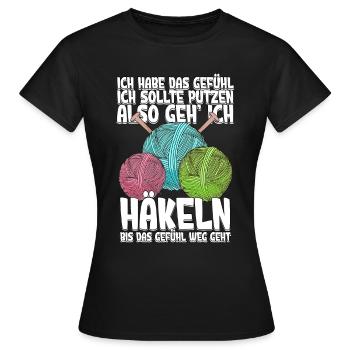 Häkeln - Frauen T-Shirt - Schwarz - Vorne - AI Model Female 172 dark (172cm)