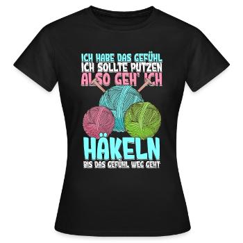 Häkeln - Frauen T-Shirt - Schwarz - Vorne - AI Model Female 172 dark (172cm)