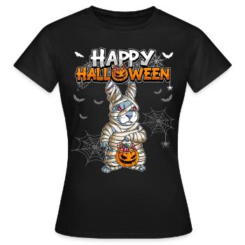 Halloween Hase Mumie - Frauen T-Shirt - Schwarz - Vorne - AI Model Female 172 dark (172cm)