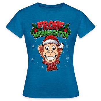 Frohe Weihnachten - Frauen T-Shirt - Antikblaues Saphir meliert - Vorne - AI Model Female 172 dark (172cm)