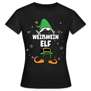 Weißwein Elf Partnerlook Weihnachten - Frauen T-Shirt - Schwarz - Vorne - AI Model Female 172 dark (172cm)