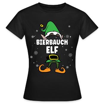 Bierbauch Elf Partnerlook Weihnachten - Frauen T-Shirt - Schwarz - Vorne - AI Model Female 172 dark (172cm)