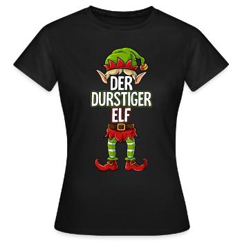 Durstiger Elf Partnerlook Weihnachten - Frauen T-Shirt - Schwarz - Vorne - AI Model Female 172 dark (172cm)