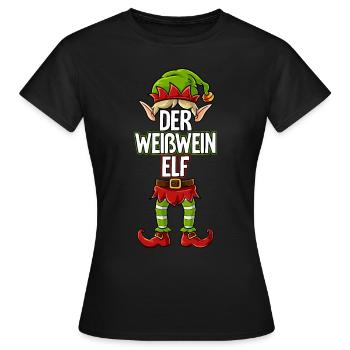 Weißwein Elf Partnerlook Weihnachten - Frauen T-Shirt - Schwarz - Vorne - AI Model Female 172 dark (172cm)