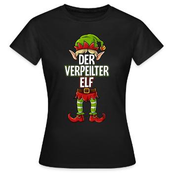 Verpeilter Elf Partnerlook Weihnachten - Frauen T-Shirt - Schwarz - Vorne - AI Model Female 172 dark (172cm)