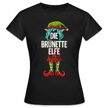 Brünette Elfe Partnerlook Weihnachten - Frauen T-Shirt - Schwarz - Vorne - AI Model Female 172 dark (172cm)