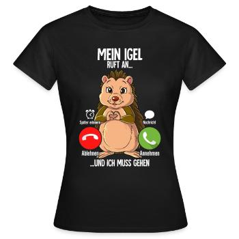Mein Igel Ruft An - Frauen T-Shirt - Schwarz - Vorne - AI Model Female 172 dark (172cm)