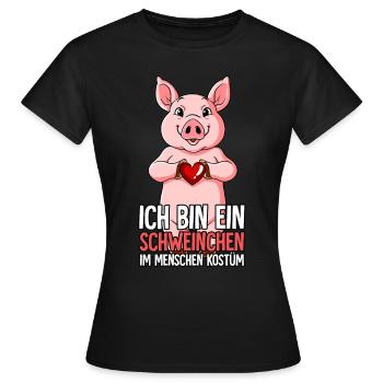 Ich Bin Ein Schweinchen Schwein - Frauen T-Shirt - Schwarz - Vorne - AI Model Female 172 dark (172cm)