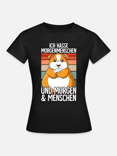 Ich Hasse Morgenmenschen Hamster - Frauen T-Shirt - Schwarz