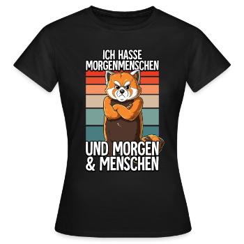 Ich Hasse Morgenmenschen Roter Panda - Frauen T-Shirt - Schwarz - Vorne - AI Model Female 172 dark (172cm)