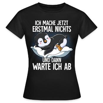 Langschläfer Pinguin Müde Schlaf - Frauen T-Shirt - Schwarz - Vorne - AI Model Female 172 dark (172cm)