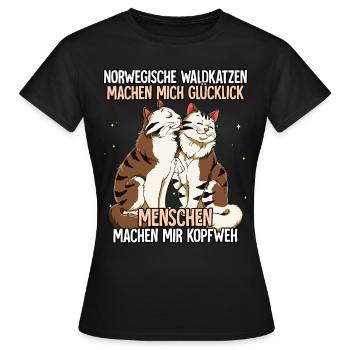 Norwegische Waldkatzen - Frauen T-Shirt - Schwarz - Vorne - AI Model Female 172 dark (172cm)