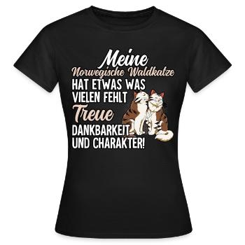 Norwegische Waldkatze - Frauen T-Shirt - Schwarz - Vorne - AI Model Female 172 dark (172cm)