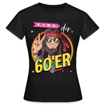 Kind der 60er Jahre Mann Kostüm - Frauen T-Shirt - Schwarz - Vorne - AI Model Female 172 dark (172cm)