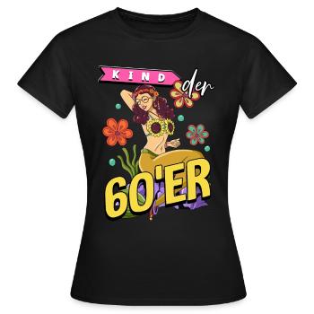 Kind der 60er Jahre Meerjungfrau Kostüm - Frauen T-Shirt - Schwarz - Vorne - AI Model Female 172 dark (172cm)