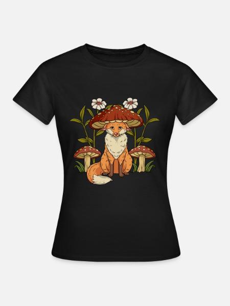 Cottagecore Fuchs - Dame-T-shirt - sort