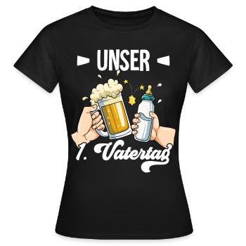 Erster Vatertag - Frauen T-Shirt - Schwarz - Vorne - AI Model Female 172 dark (172cm)