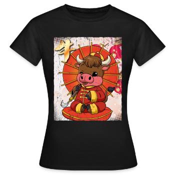 Jahr Des Ochsens Mondneujahrsfest Chinesisches - Frauen T-Shirt - Schwarz - Vorne - AI Model Female 172 dark (172cm)