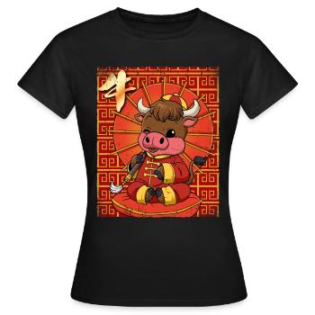 Jahr Des Ochsens Mondneujahrsfest Chinesisches - Frauen T-Shirt - Schwarz - Vorne - AI Model Female 172 dark (172cm)