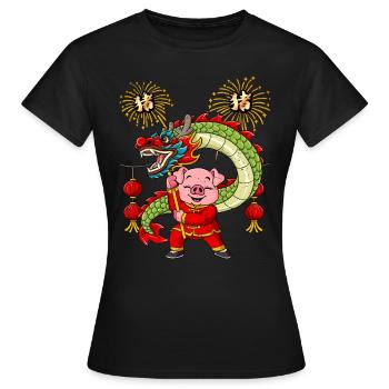 Year of the PigLunar New Year Chinese - Women's T-Shirt - black - Front - AI Model Female 172 dark (172cm)