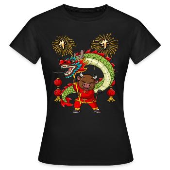 Year of the Ox Lunar New Year Chinese - Women's T-Shirt - black - Front - AI Model Female 172 dark (172cm)