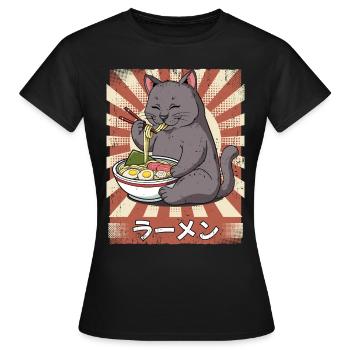 Ramen Katze Nudelsuppe Ramen - Frauen T-Shirt - Schwarz - Vorne - AI Model Female 172 dark (172cm)