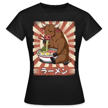 ramen ox noodle soup ramen - Women's T-Shirt - black - Front - AI Model Female 172 dark (172cm)