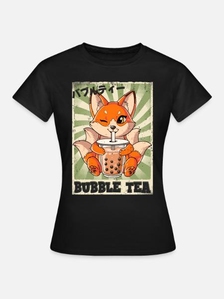 Boba Tea Kitsune Bubble Tea - Vrouwen T-shirt - zwart